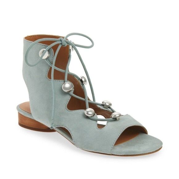 Rebecca Minkoff Kyla Ghillie Suede Baby Blue Sandal 8.5 - Picture 1 of 12